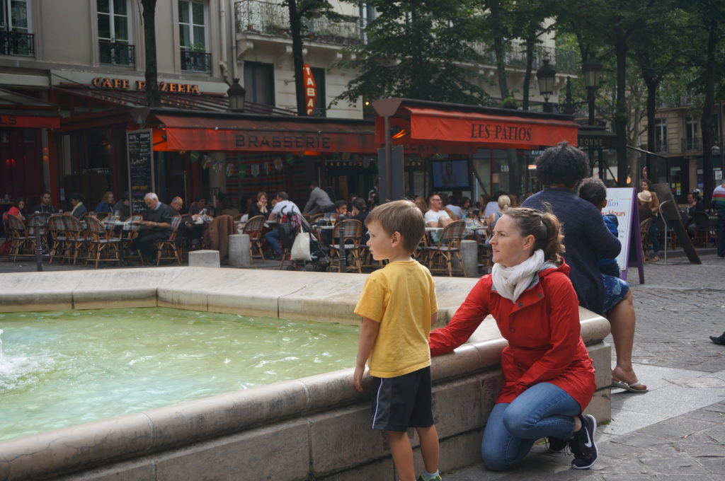 Checking out the fountain at Place Sorbonne just a few feet from our doorstep